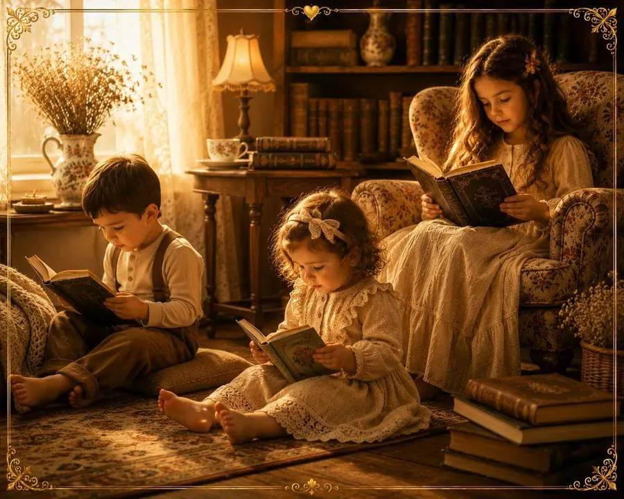 Crianças lendo, cada uma com seu próprio livro